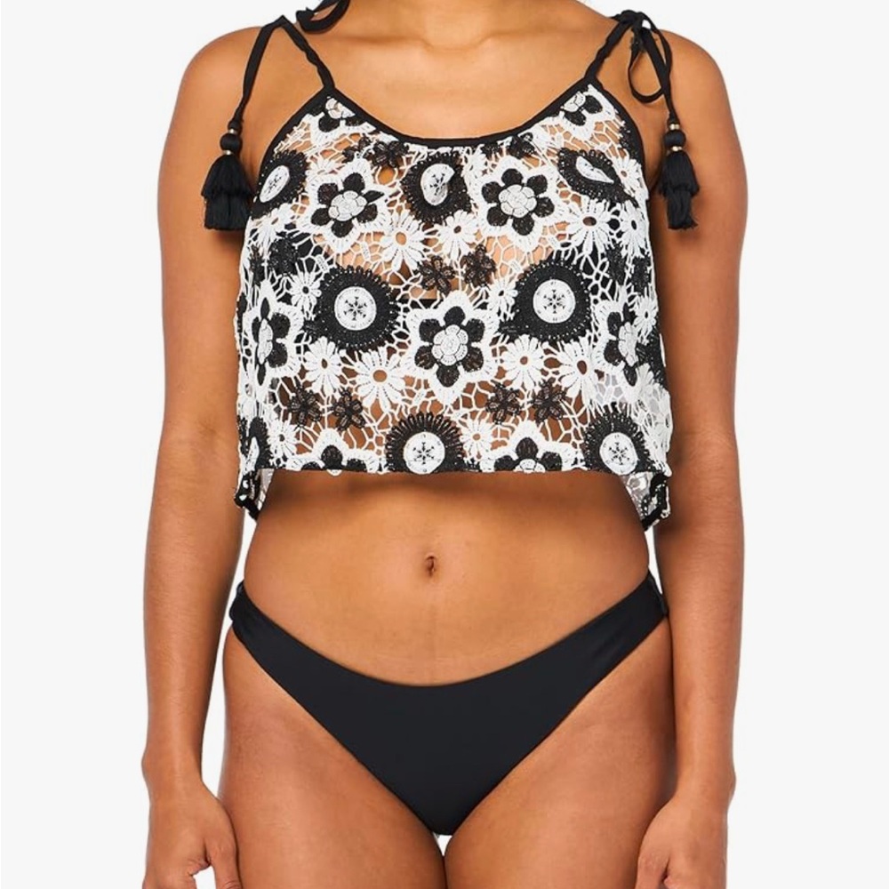 NWT Ramy Brook Katie Floral Crochet Coverup
